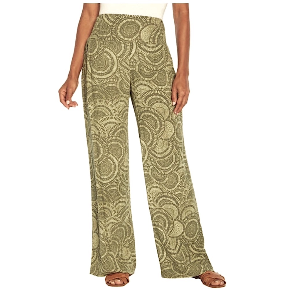 Three Dots Wide Leg Pull On Palazzo Pants 
Size Large Color Green Mosaic Print